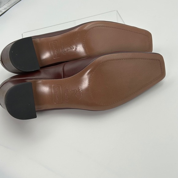 New Franco Sarto Salino Pumps Women 8.5 Burgundy Leather Square Toe Block Heel - Picture 6 of 8